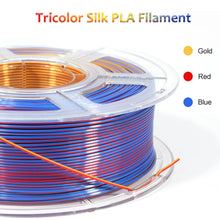 MINGDA Silk Tri-Color Shiny PLA Filament, 1.75mm 1kg(2.2lbs), Red+Gold+Blue