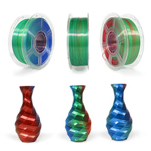 MINGDA Silk Tri-Color Shiny PLA Filament, 1.75mm 1kg(2.2lbs), Red+Green+Blue