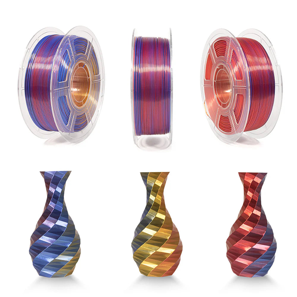 MINGDA Silk Tri-Color Shiny PLA Filament, 1.75mm 1kg(2.2lbs), Red+Gold ...