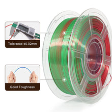 MINGDA Silk Tri-Color Shiny PLA Filament, 1.75mm 1kg(2.2lbs), Red+Green+Blue