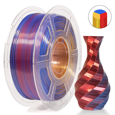 MINGDA Silk Tri-Color Shiny PLA Filament, 1.75mm 1kg(2.2lbs), Red+Gold+Blue